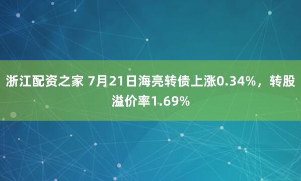浙江配资之家 7月21日海亮转债上涨0.34%，转股溢价率1.69%