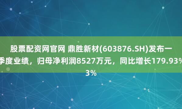 股票配资网官网 鼎胜新材(603876.SH)发布一季度业绩，归母净利润8527万元，同比增长179.93%