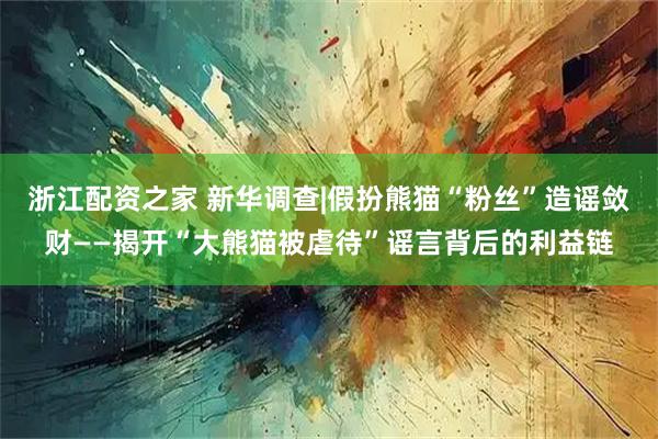 浙江配资之家 新华调查|假扮熊猫“粉丝”造谣敛财——揭开“大熊猫被虐待”谣言背后的利益链