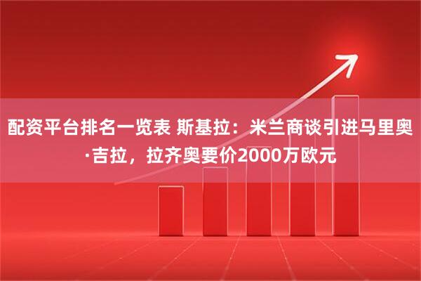 配资平台排名一览表 斯基拉：米兰商谈引进马里奥·吉拉，拉齐奥要价2000万欧元
